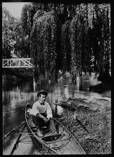 Man in a rowboat on the Avon River, 1900