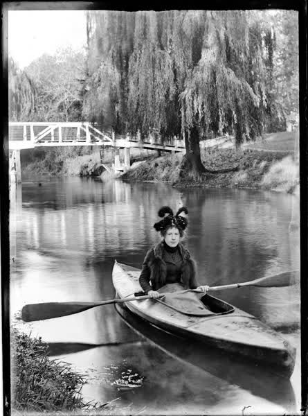 Woman in a canoe on the Avon River, 1900