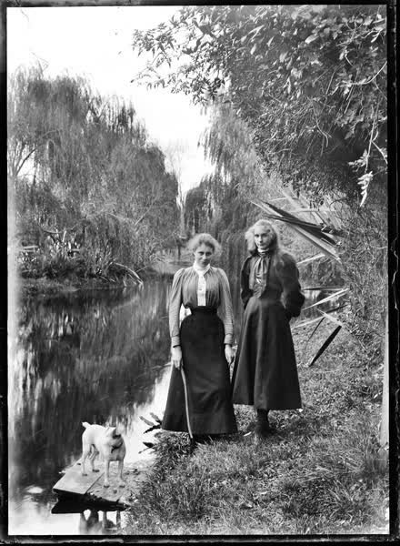 Woman and a girl with a dog by the Avon River, 1900