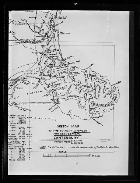 Sketch map of the country intended for settlement, Canterbury, 1900