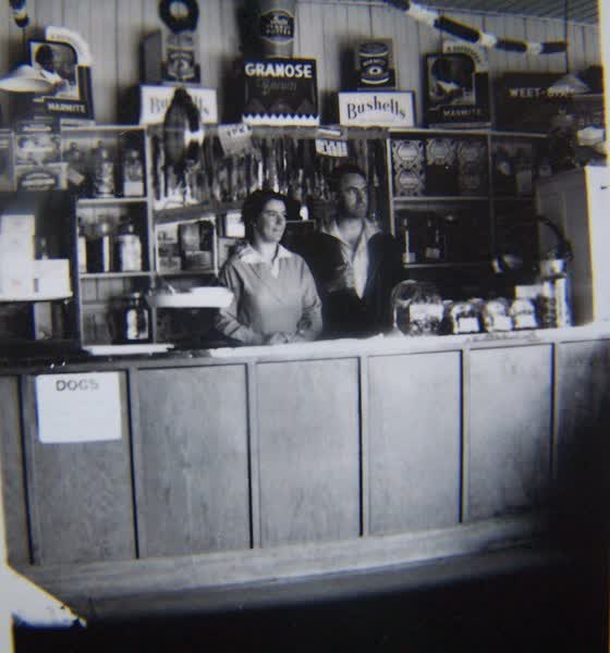 Win and Arthur Cumming in their shop, 1930