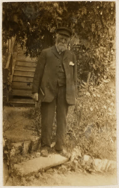 William Gimblett at "Hillwood" on his way to church, 1903