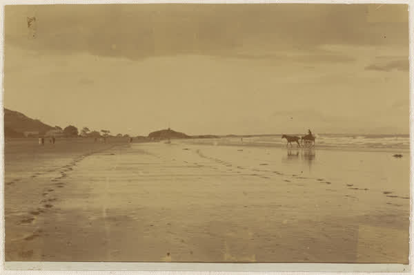 Evening at Sumner Beach looking toward Cave Rock, 1910