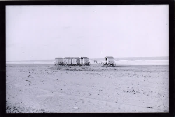 Horse drawn bathing huts, 1890