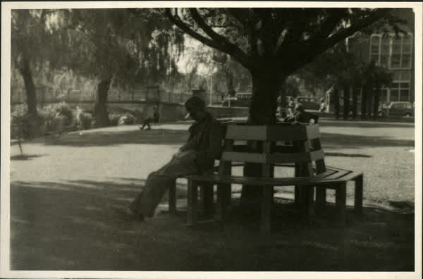 Man on bench, 1940