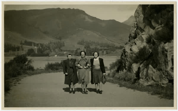 Walking along Purau Avenue, 1942