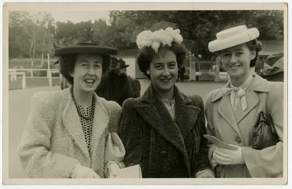 Three friends at Addington races, 1930