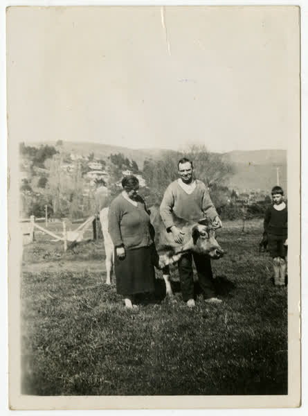 Man and woman with a cow, 1930