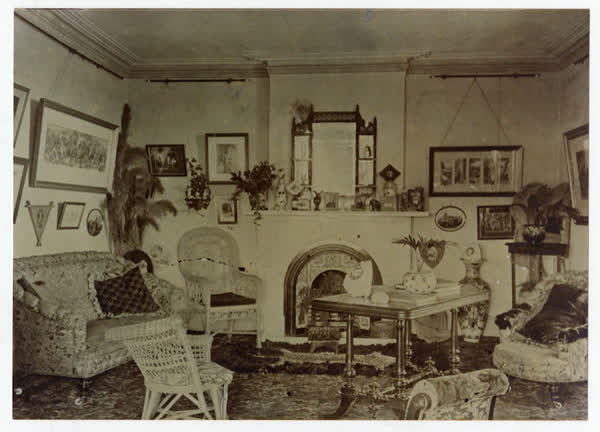 Living room of Peveral Place, 1870