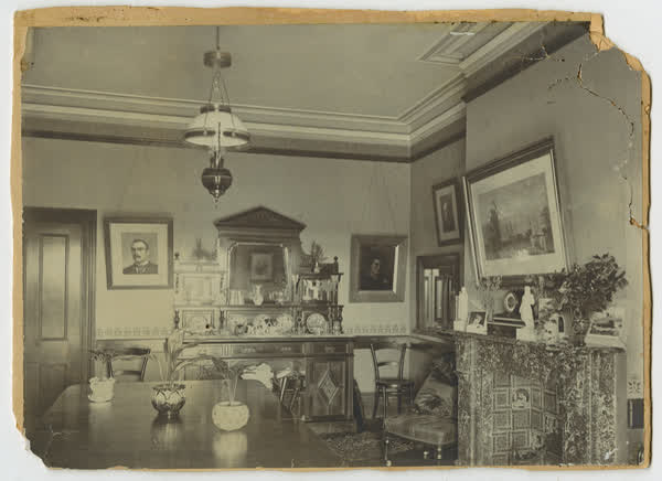 Dining room of Peveral Place, 1870