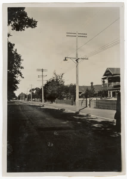 Power poles on Bealey Avenue, 1932
