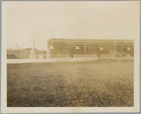 Grand stand at Monica Park, 1930