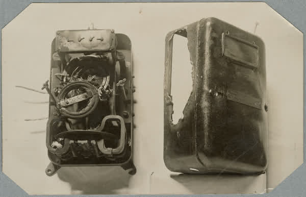 Electricity metre damaged by lightning, 1923
