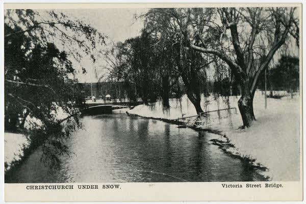 Christchurch Under Snow.  Victoria Street Bridge., 1900