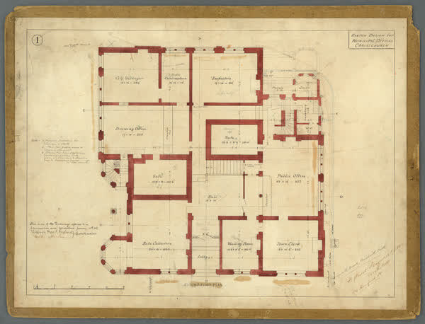 Sketch design for Municipal offices, 1886