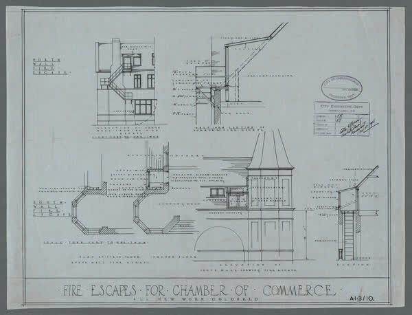 Fire escapes for Chamber of Commerce, 1928