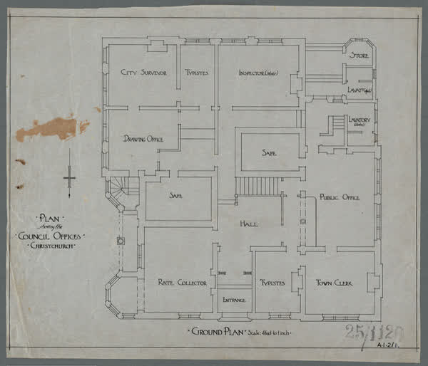 Plan shewing the Council Offices, Christchurch, 1920