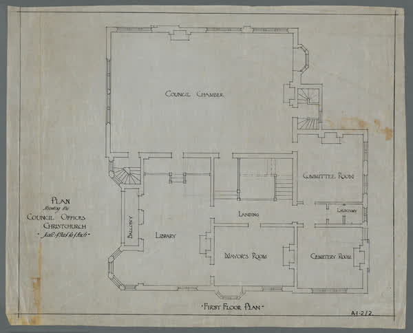 Plan shewing the Council Offices, Christchurch, 1920