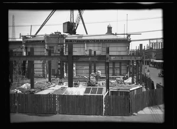 MED building construction seen from Armagh Street, 1938