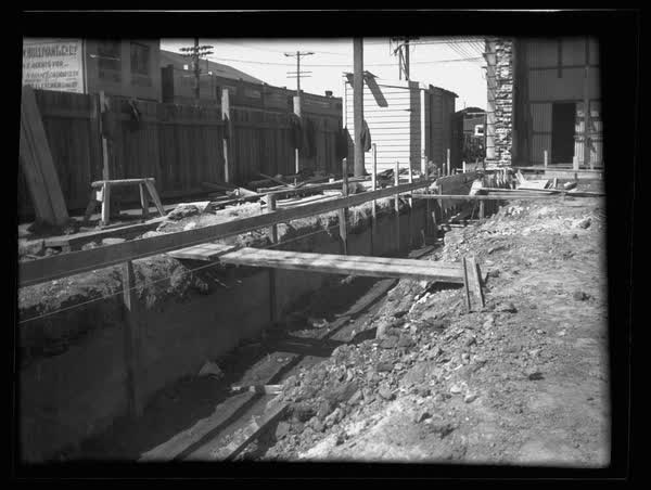 Trench at MED building site, 1938