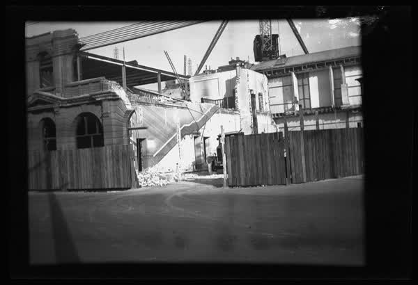 Armagh Street entrance to demolition site, 1938