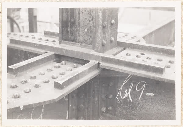 Girders and column on MED building, 1938