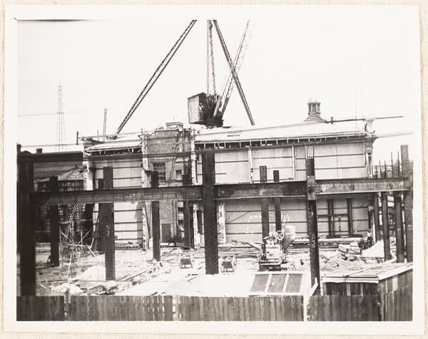 Crane and girders of new MED building, 1938