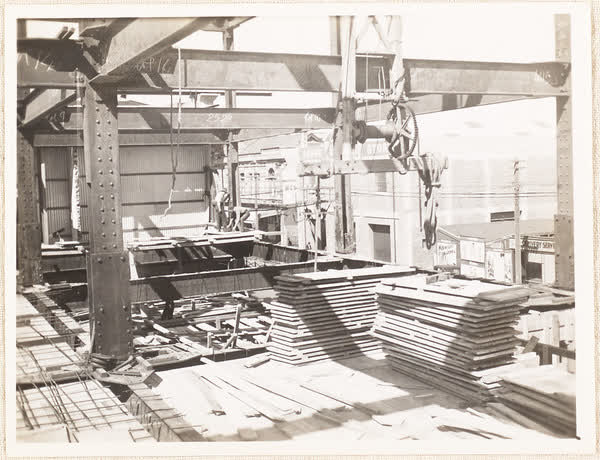 MED building upper floor under construction, 1938
