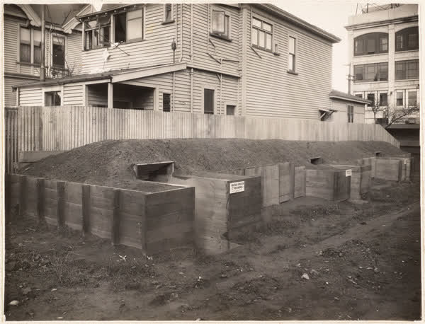 Air raid shelters for MED staff, 1942
