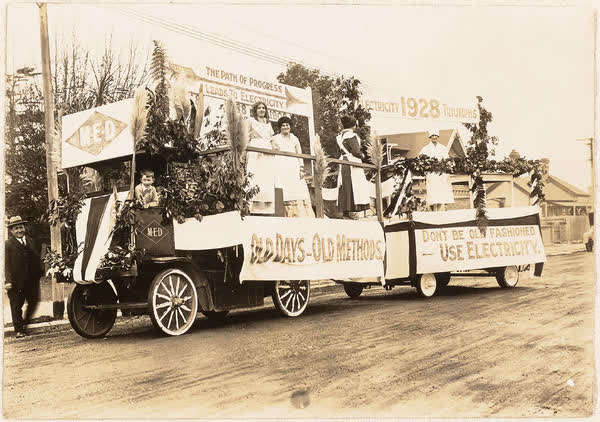 MED truck and float in Jubilee Procession, 1920