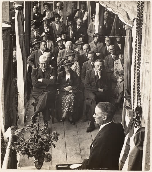 Robert Semple speaking at a ceremony, 1938
