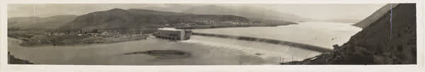 Panoramic view of Waitaki Dam, 1934