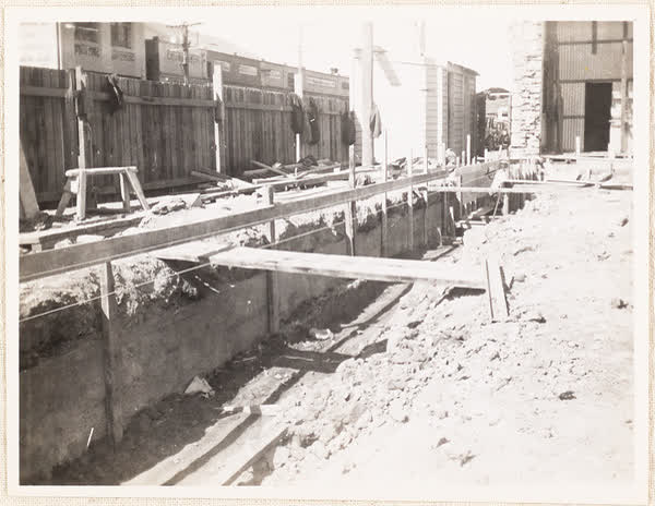 Trench at MED building construction site, 1937