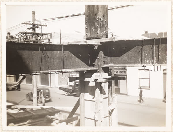 Girders and column on MED building, 1938