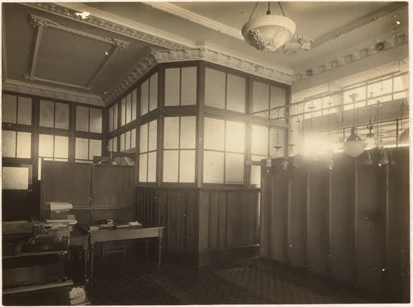 Interior of Electricity Department building, 1918