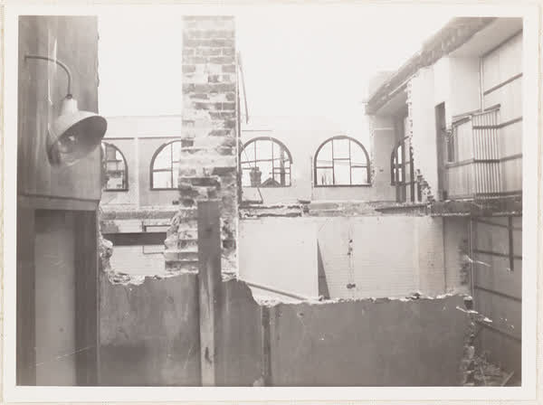 Interior of MED building under demolition, 1937