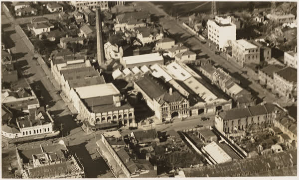 Aerial view of municipal corporation yard, 1927