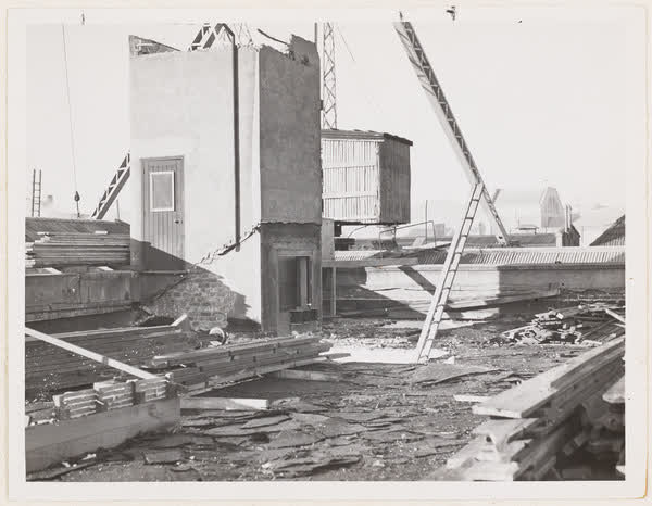 Rooftop of MED building under demolition, 1937