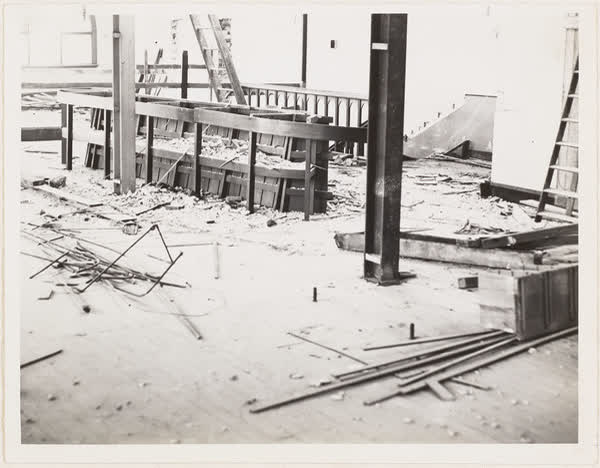 Demolition of MED building upper floor, 1937