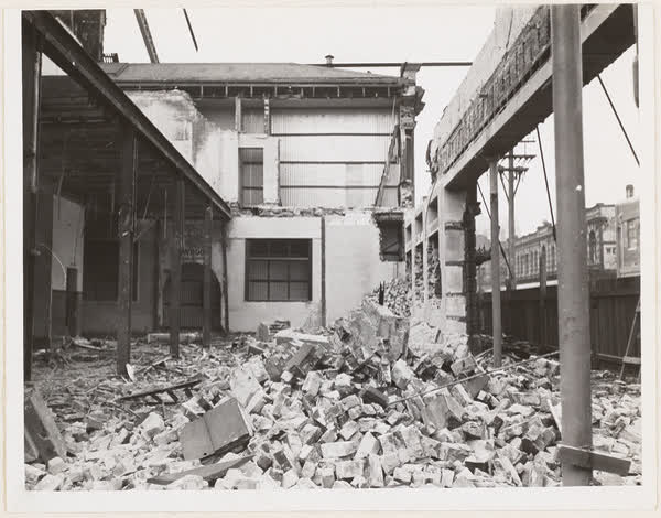 Rubble at MED building demolition site, 1937