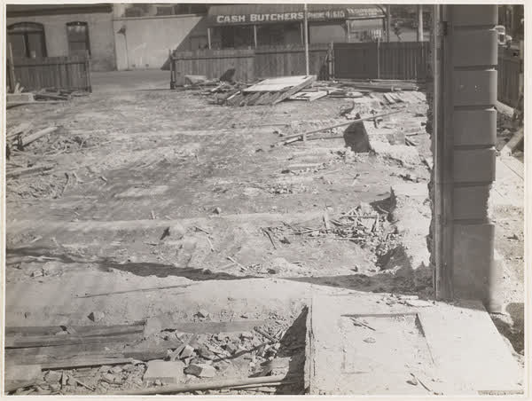 Corner of demolished MED building, 1937