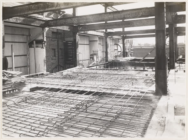 Girders, posts, and concrete reinforcing, 1938