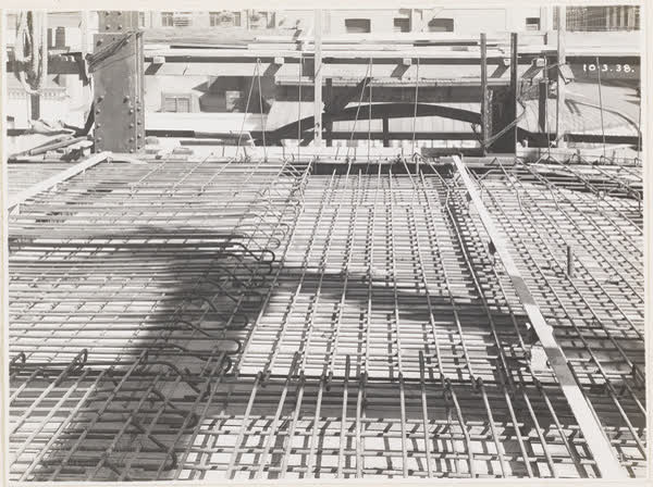 Concrete floor reinforcing in MED building, 1938