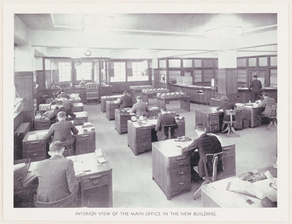 Main office at MED building, 1939