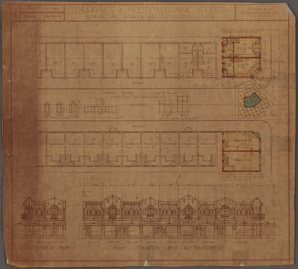 Drawing of proposed new street connecting Armagh & Gloucester Street, 1931