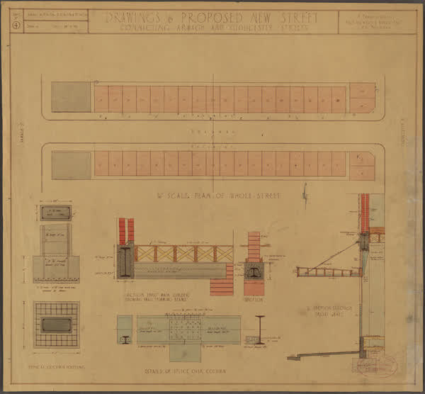 Drawing of proposed new street connecting Armagh & Gloucester Street, 1931