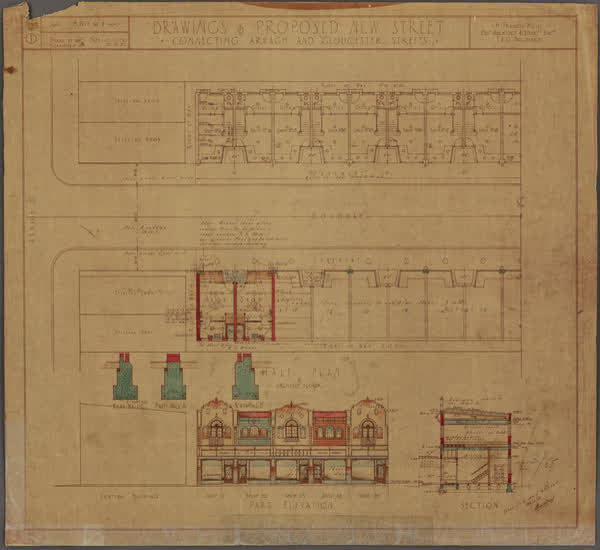 Drawing of proposed new street connecting Armagh & Gloucester Street, 1931