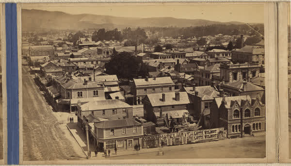 Cathedral Square and Colombo Street corner, 1881