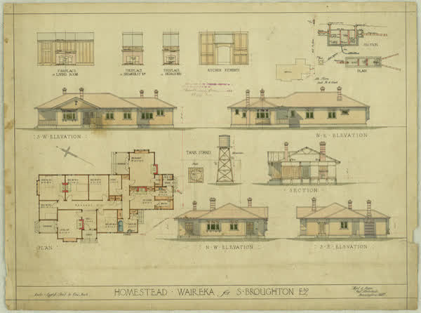 Homestead: Waireka for S. Broughton Esq., 1923