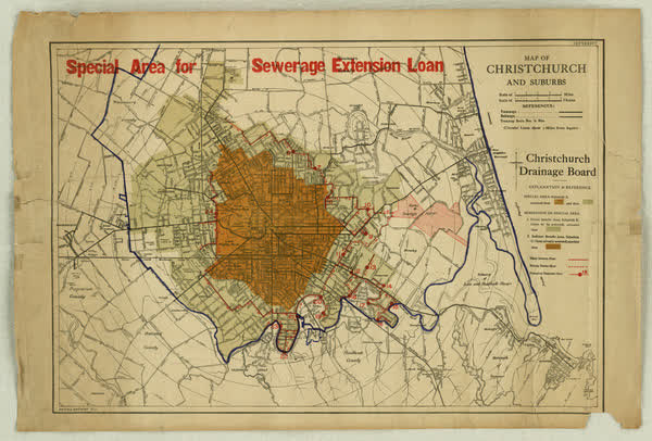 Map of Christchurch and suburbs, 1920